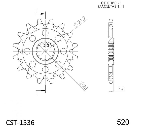 Supersprox Steel Front Sprocket CST-1536:15