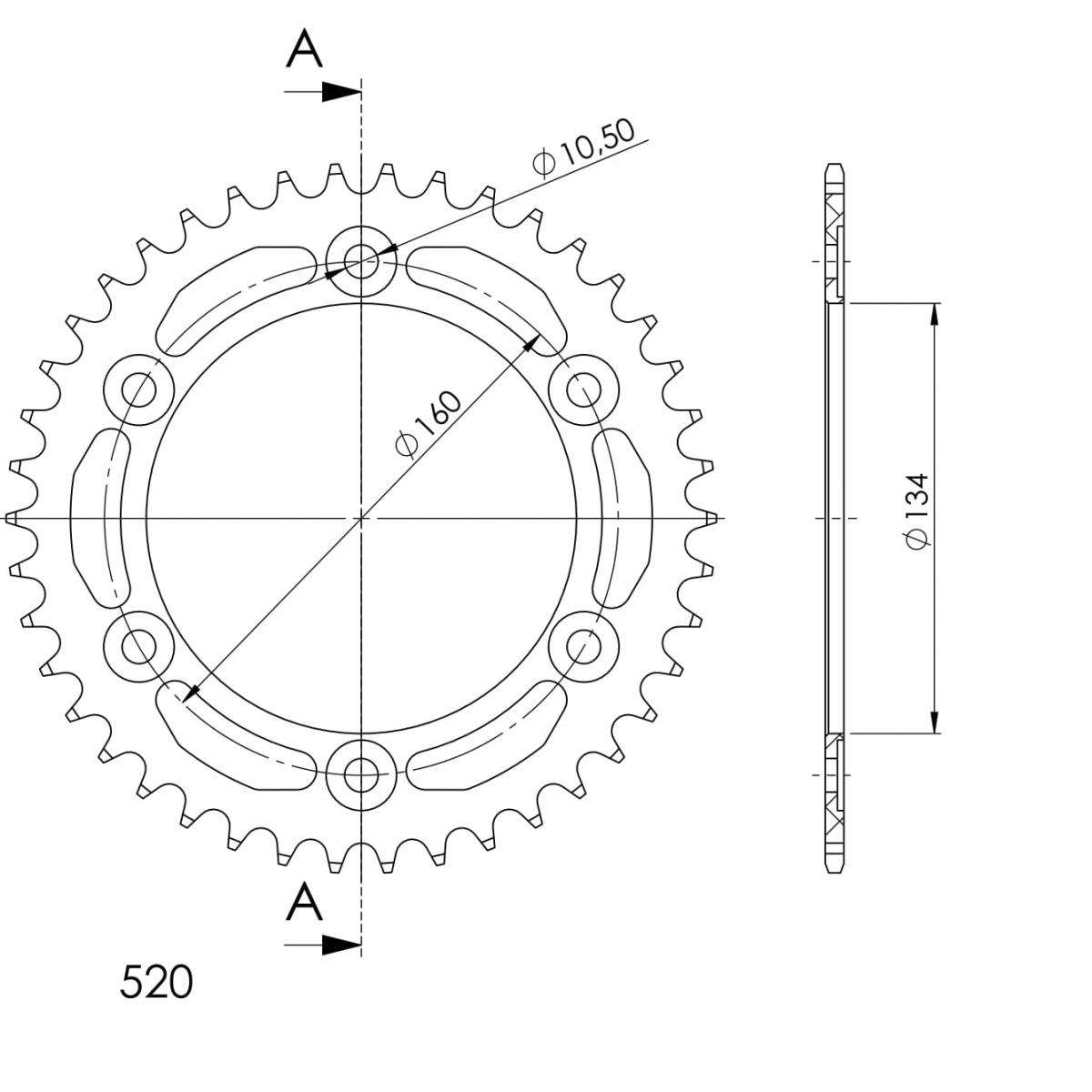 Supersprox Aluminium Rear Sprocket RAL-1308:46 - 520 Conversion