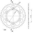 Supersprox Aluminium Rear Sprocket RAL-1490:46 - 46 Tooth - 520 Pitch (520, 120mm Centre, 140mm PCD - Dymag Wheels)-2