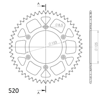 Buy black Supersprox Aluminium 520 Pitch Rear Sprocket RAL-210:49