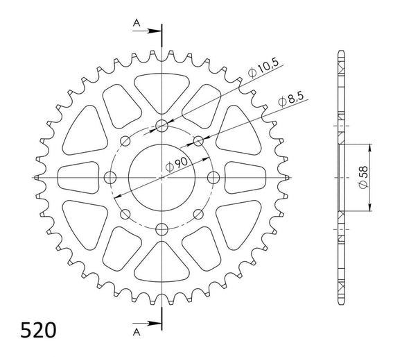 Supersprox Aluminium Rear Sprocket RAL-273:45-ORG
