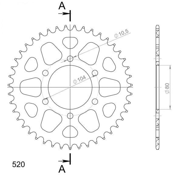 Supersprox Aluminium Rear Sprocket RAL-478:42 - 520 Conversion
