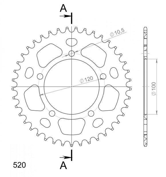 Supersprox Aluminium Sprocket RAL-703:41 - 520 Pitch