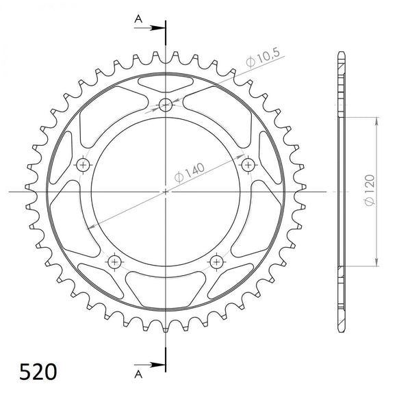 Supersprox Racing Steel Rear Sprocket RFE-1793:43-BLK - 520 Conversion