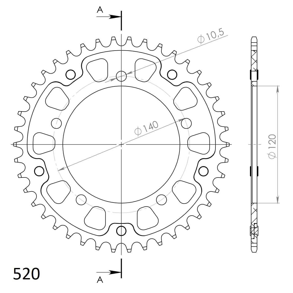 Buy silver Supersprox Stealth Rear Sprocket RST-1793:45 - 520 Conversion