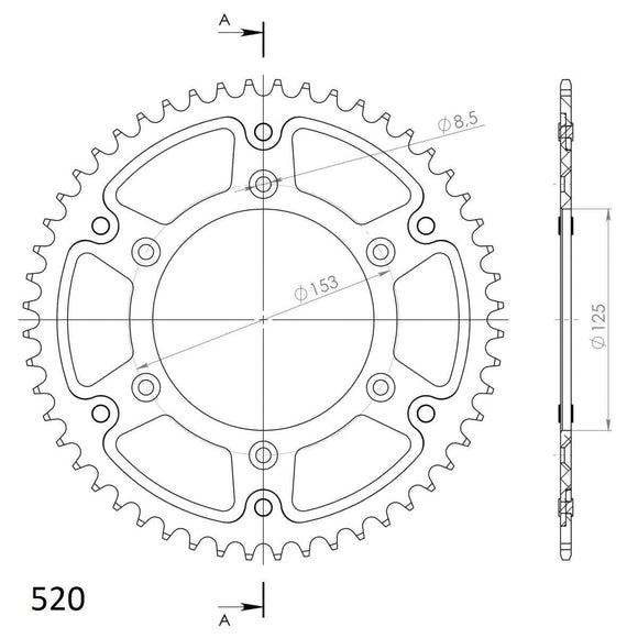 Supersprox Stealth 520 Pitch Rear Sprocket RST-210:51