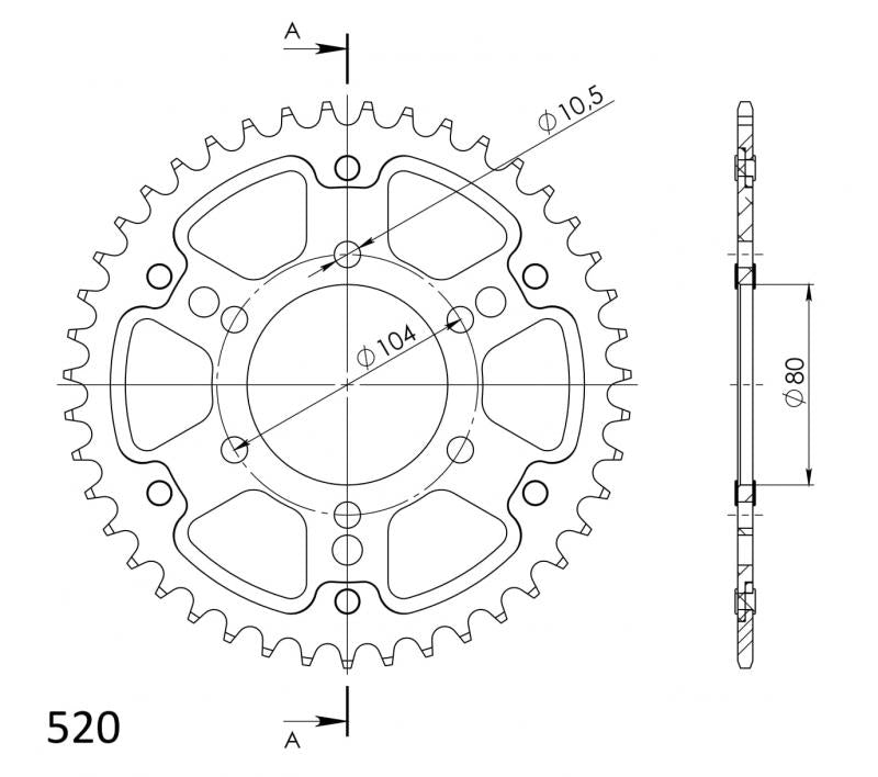 Supersprox Stealth Rear Sprocket RST-478:42 - 520 Conversion