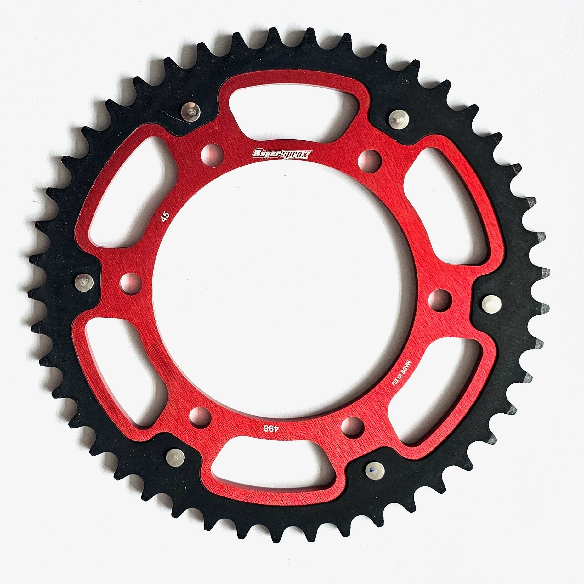 Buy red Supersprox Stealth 525 Pitch Rear Sprocket RST-498:45 - (525, 120mm Centre, 140mm PCD - Dymag Wheels)