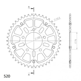 Buy red Supersprox Stealth 520 Pitch Rear Sprocket RST-7091:52 - (520, 76mm Centre, 100mm PCD)