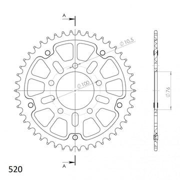 Buy red Supersprox Stealth 520 Pitch Rear Sprocket RST-7091:52 - (520, 76mm Centre, 100mm PCD)