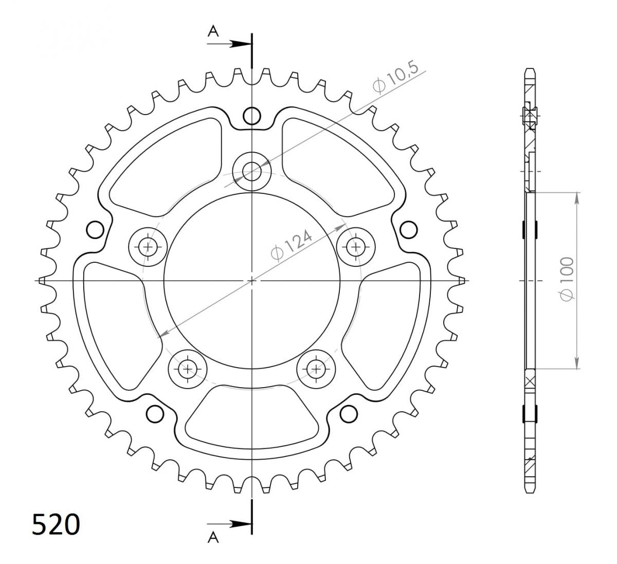 Buy silver Supersprox Stealth Rear Sprocket RST-743:44 - Standard