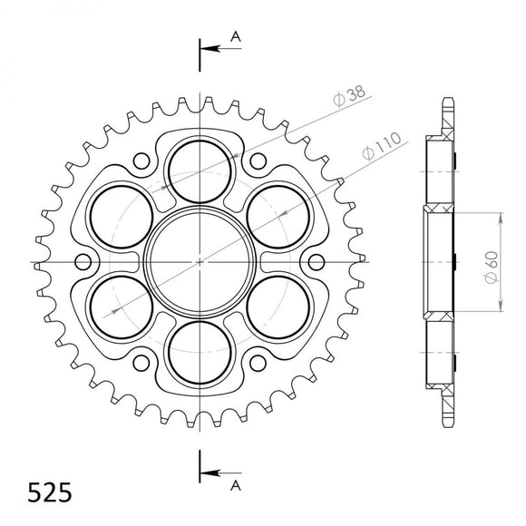 Supersprox Stealth Edge Rear Sprocket RSA-737_525:43-BLK