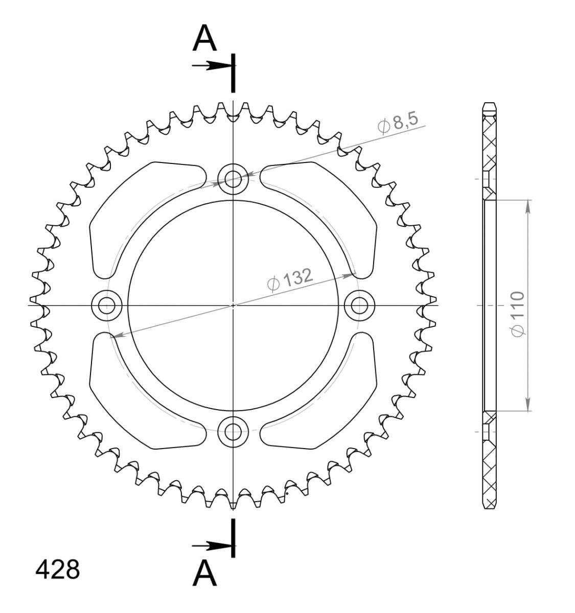 Supersprox Aluminium Rear Sprocket RAL-898:51-ORG